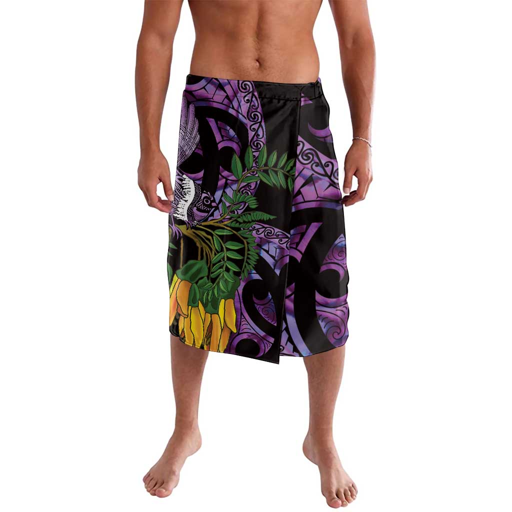 Purple New Zealand Kowhai And Piwakawaka Lavalava Maori Ngaru Paua Shell LT14 Purple - Polynesian Pride
