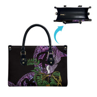 Purple New Zealand Kowhai And Piwakawaka Leather Bag Maori Ngaru Paua Shell LT14 - Polynesian Pride