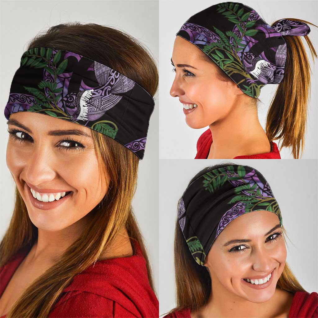 Purple New Zealand Kowhai And Piwakawaka Neck Gaiter Maori Ngaru Paua Shell LT14 - Polynesian Pride