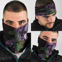 Purple New Zealand Kowhai And Piwakawaka Neck Gaiter Maori Ngaru Paua Shell LT14 - Polynesian Pride