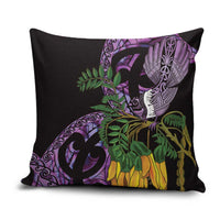 Purple New Zealand Kowhai And Piwakawaka Pillow Cover Maori Ngaru Paua Shell LT14 Purple - Polynesian Pride