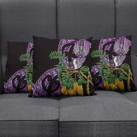 Purple New Zealand Kowhai And Piwakawaka Pillow Cover Maori Ngaru Paua Shell LT14 - Polynesian Pride