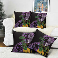 Purple New Zealand Kowhai And Piwakawaka Pillow Cover Maori Ngaru Paua Shell LT14 - Polynesian Pride