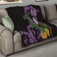 Purple New Zealand Kowhai And Piwakawaka Quilt Maori Ngaru Paua Shell LT14 - Polynesian Pride