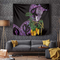 Purple New Zealand Kowhai And Piwakawaka Tapestry Maori Ngaru Paua Shell LT14 Purple - Polynesian Pride