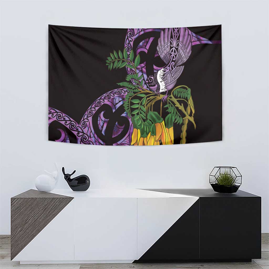 Purple New Zealand Kowhai And Piwakawaka Tapestry Maori Ngaru Paua Shell LT14 - Polynesian Pride