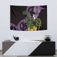 Purple New Zealand Kowhai And Piwakawaka Tapestry Maori Ngaru Paua Shell LT14 - Polynesian Pride