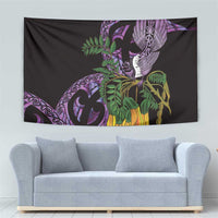 Purple New Zealand Kowhai And Piwakawaka Tapestry Maori Ngaru Paua Shell LT14 - Polynesian Pride