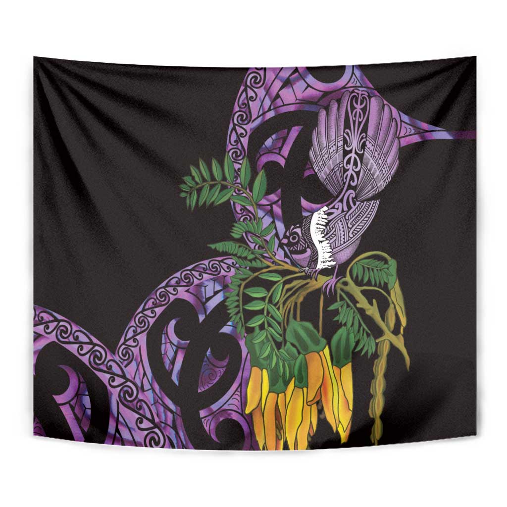 Purple New Zealand Kowhai And Piwakawaka Tapestry Maori Ngaru Paua Shell LT14 - Polynesian Pride