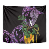 Purple New Zealand Kowhai And Piwakawaka Tapestry Maori Ngaru Paua Shell LT14 - Polynesian Pride