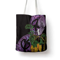 Purple New Zealand Kowhai And Piwakawaka Tote Bag Maori Ngaru Paua Shell LT14 - Polynesian Pride
