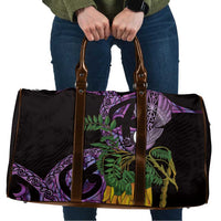 Purple New Zealand Kowhai And Piwakawaka Travel Bag Maori Ngaru Paua Shell LT14 Purple - Polynesian Pride
