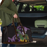 Purple New Zealand Kowhai And Piwakawaka Travel Bag Maori Ngaru Paua Shell LT14 - Polynesian Pride