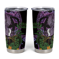 Purple New Zealand Kowhai And Piwakawaka Tumbler Cup Maori Ngaru Paua Shell LT14 Purple - Polynesian Pride