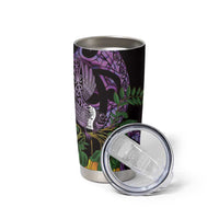 Purple New Zealand Kowhai And Piwakawaka Tumbler Cup Maori Ngaru Paua Shell LT14 - Polynesian Pride