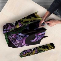 Purple New Zealand Kowhai And Piwakawaka Umbrella Maori Ngaru Paua Shell LT14 - Polynesian Pride