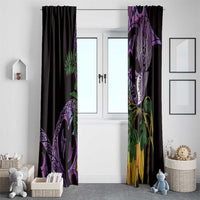 Purple New Zealand Kowhai And Piwakawaka Window Curtain Maori Ngaru Paua Shell LT14 - Polynesian Pride