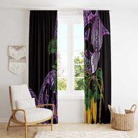 Purple New Zealand Kowhai And Piwakawaka Window Curtain Maori Ngaru Paua Shell LT14 - Polynesian Pride