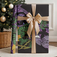Purple New Zealand Kowhai And Piwakawaka Wrapping Paper Maori Ngaru Paua Shell LT14 - Polynesian Pride