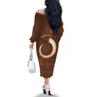 Vanuatu Indipendens Dei Family Matching Off The Shoulder Long Sleeve Dress and Hawaiian Shirt Yumi Sand Drawing Turtle Mix Lapita LT14 - Polynesian Pride