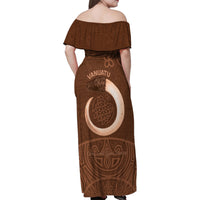 Vanuatu Indipendens Dei Family Matching Off Shoulder Maxi Dress and Hawaiian Shirt Yumi Sand Drawing Turtle Mix Lapita LT14 - Polynesian Pride