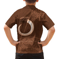 Vanuatu Indipendens Dei Family Matching Off Shoulder Short Dress and Hawaiian Shirt Yumi Sand Drawing Turtle Mix Lapita LT14 - Polynesian Pride
