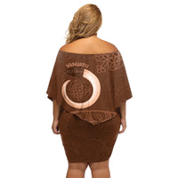 Vanuatu Indipendens Dei Family Matching Off Shoulder Short Dress and Hawaiian Shirt Yumi Sand Drawing Turtle Mix Lapita LT14 - Polynesian Pride