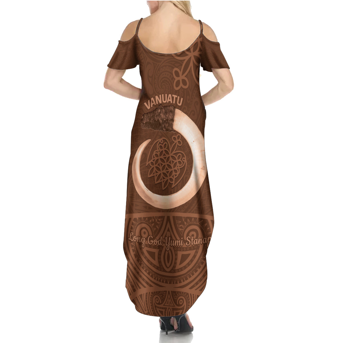 Vanuatu Indipendens Dei Family Matching Summer Maxi Dress and Hawaiian Shirt Yumi Sand Drawing Turtle Mix Lapita LT14 - Polynesian Pride