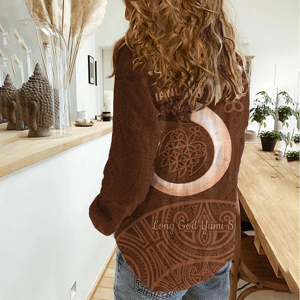 Vanuatu Indipendens Dei Women Casual Shirt Yumi 44th Sand Drawing Turtle Mix Lapita