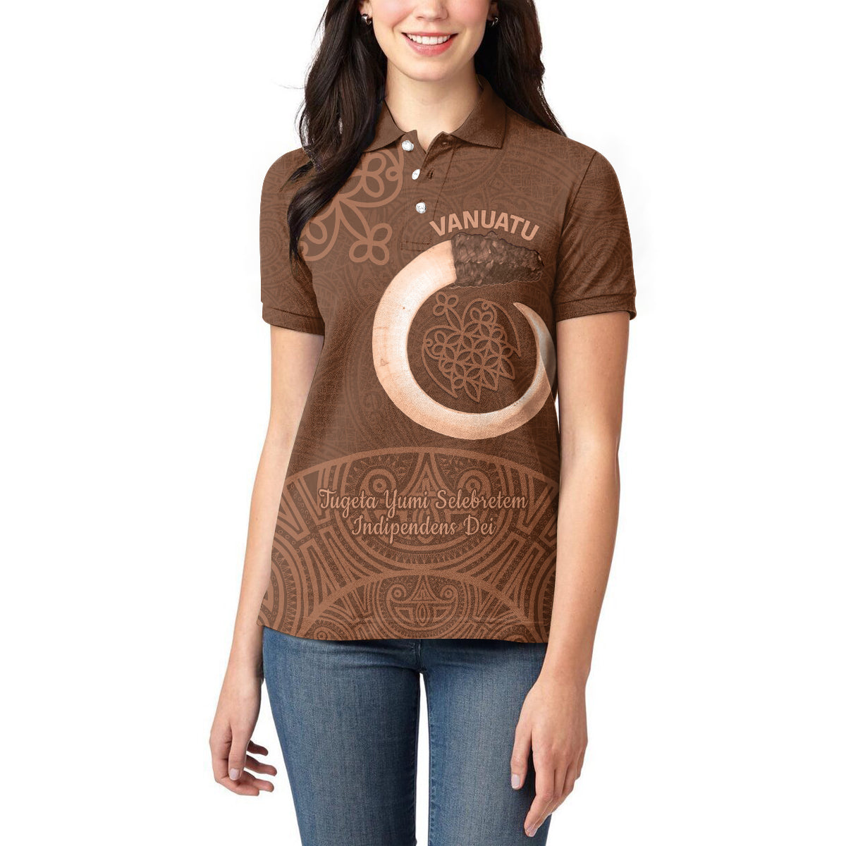 Vanuatu Indipendens Dei Women Polo Shirt Yumi 44th Sand Drawing Turtle Mix Lapita