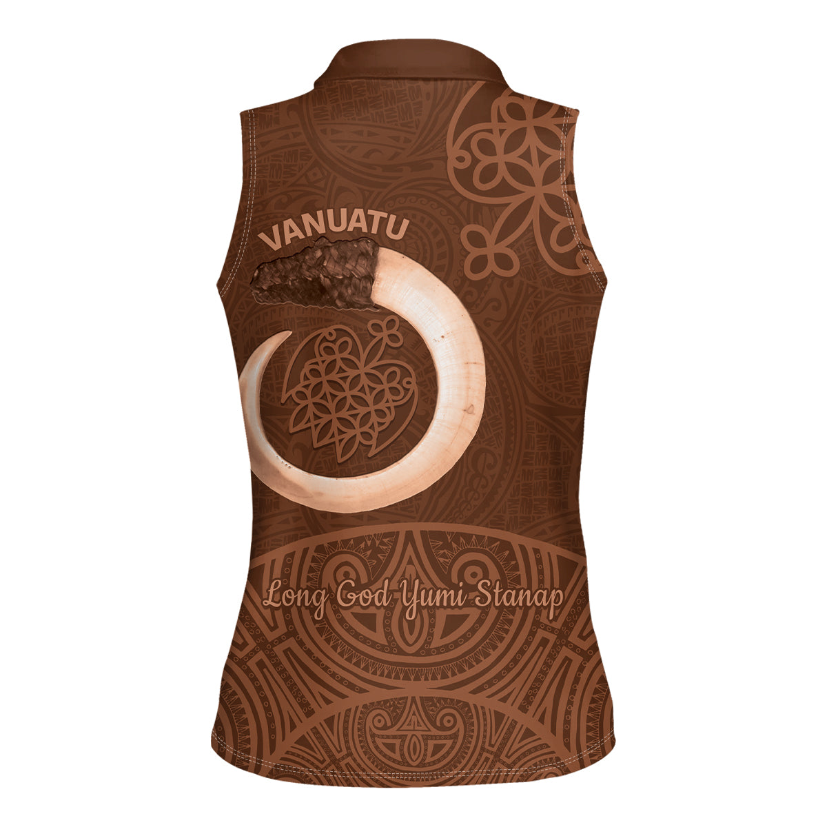 Vanuatu Indipendens Dei Women Sleeveless Polo Shirt Yumi Sand Drawing Turtle Mix Lapita LT14 - Polynesian Pride