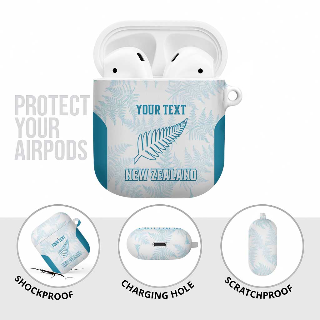 Custom New Zealand Silver Fern Football AirPods Case Come On All White LT14 - Polynesian Pride