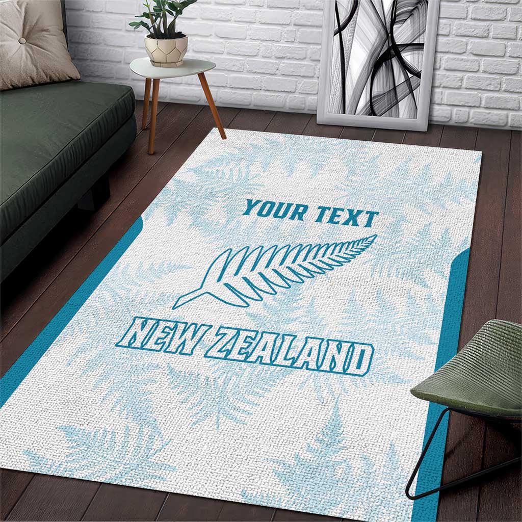 Custom New Zealand Silver Fern Football Area Rug Come On All White