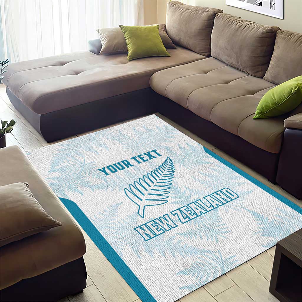 Custom New Zealand Silver Fern Football Area Rug Come On All White
