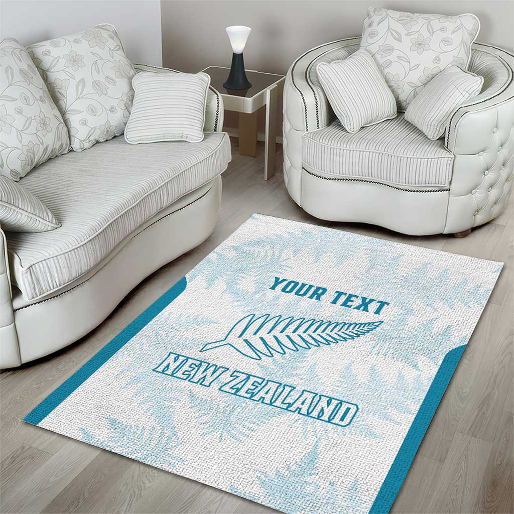 Custom New Zealand Silver Fern Football Area Rug Come On All White