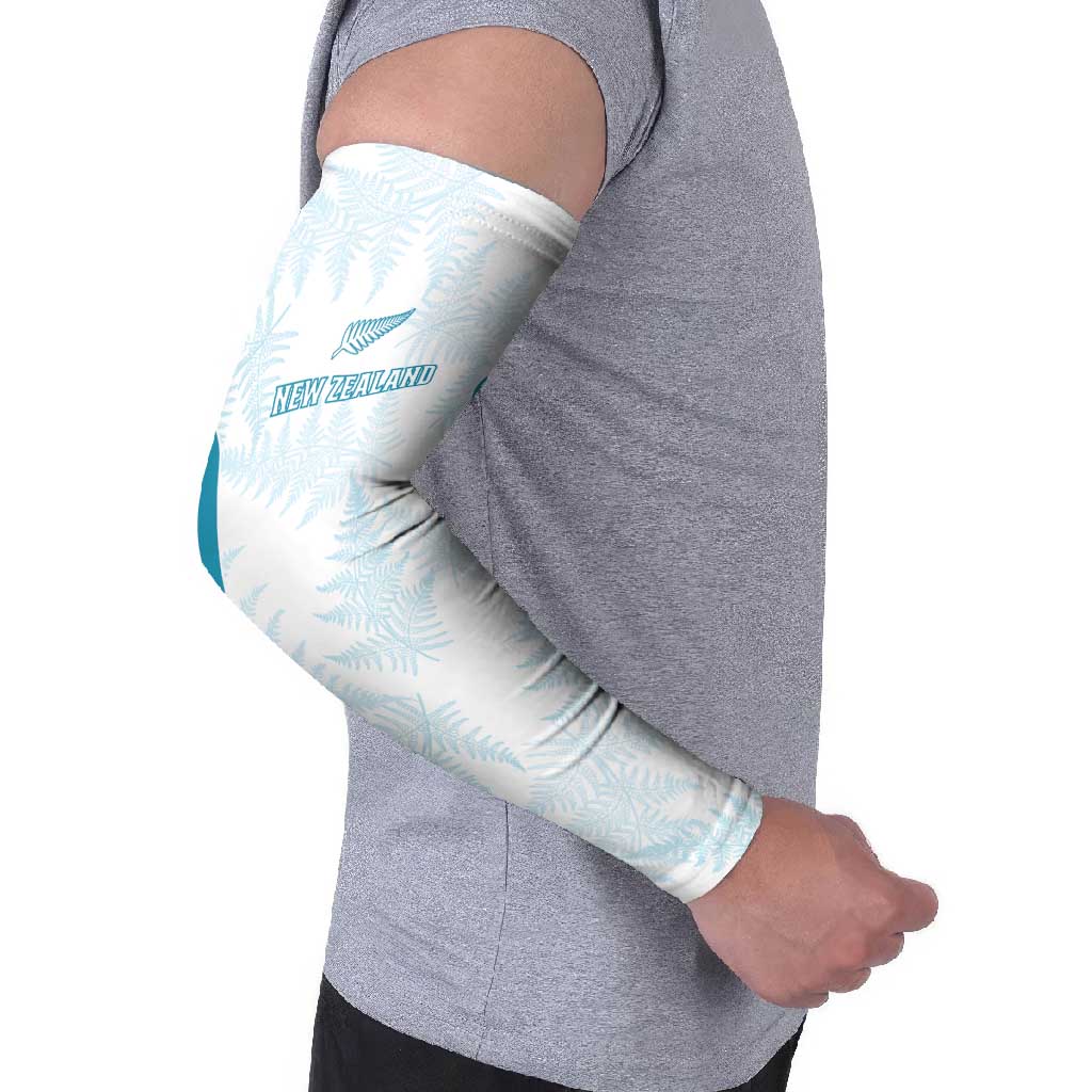 Custom New Zealand Silver Fern Football Arm Sleeves Come On All White LT14 - Polynesian Pride