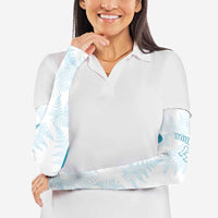 Custom New Zealand Silver Fern Football Arm Sleeves Come On All White LT14 - Polynesian Pride