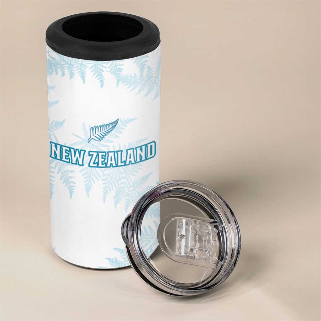 Custom New Zealand Silver Fern Football 4 in 1 Can Cooler Tumbler Come On All White LT14 - Polynesian Pride