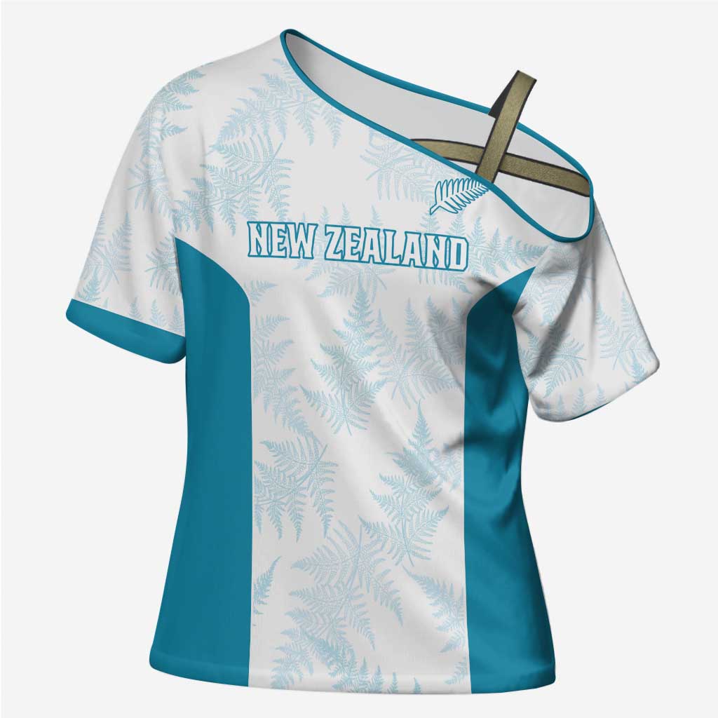 Custom New Zealand Silver Fern Football Cross Shoulder Shirt Come On All White LT14 Female White - Polynesian Pride