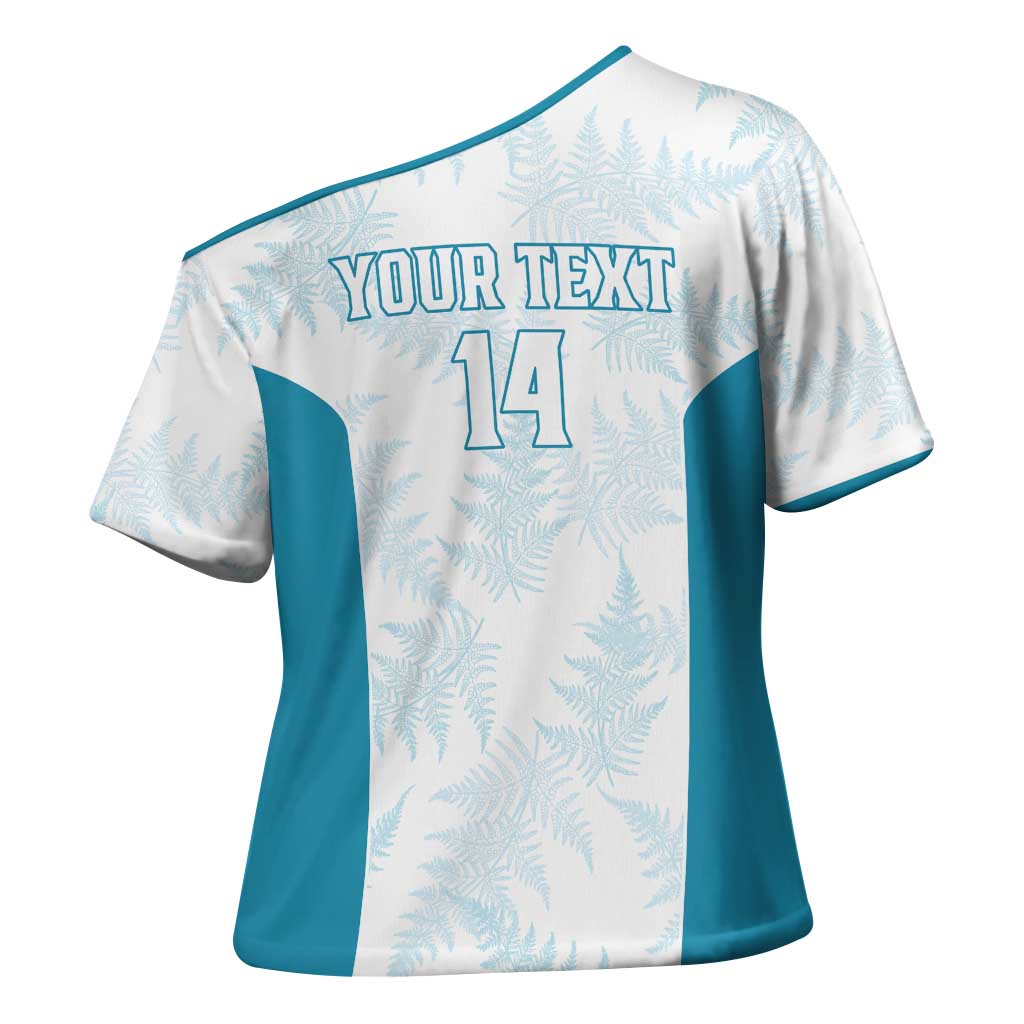 Custom New Zealand Silver Fern Football Cross Shoulder Shirt Come On All White LT14 - Polynesian Pride