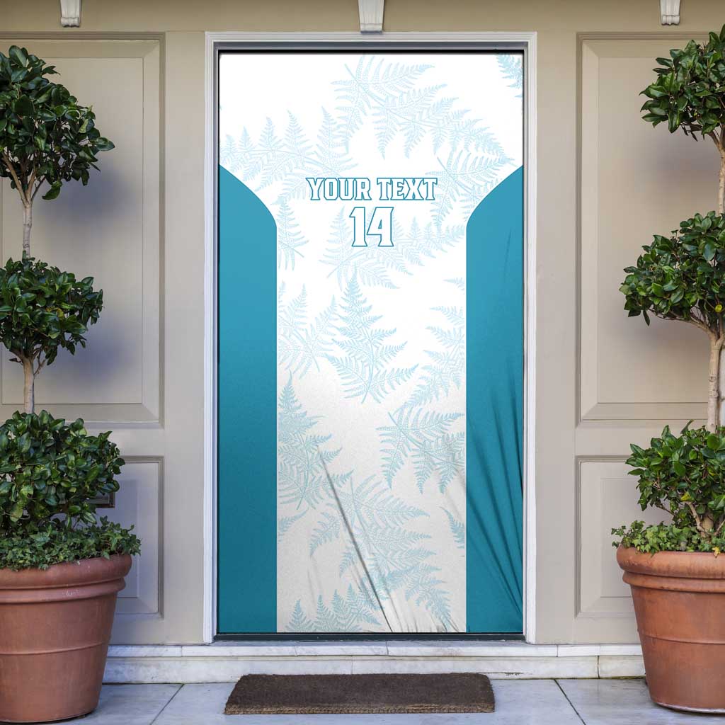 Custom New Zealand Silver Fern Football Door Cover Come On All White LT14 White - Polynesian Pride