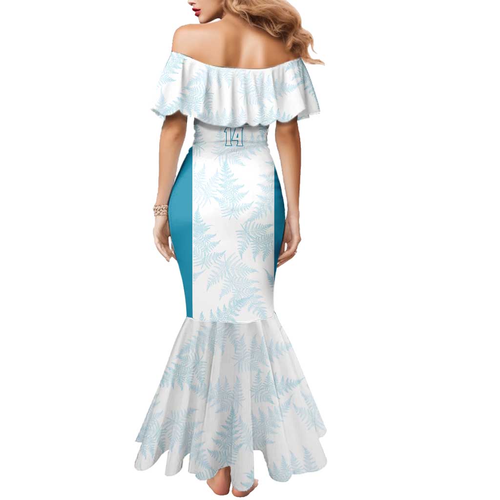 Custom New Zealand Silver Fern Football Family Matching Mermaid Dress and Hawaiian Shirt Come On All White LT14 - Polynesian Pride