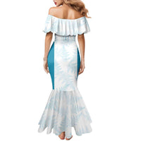 Custom New Zealand Silver Fern Football Family Matching Mermaid Dress and Hawaiian Shirt Come On All White LT14 - Polynesian Pride