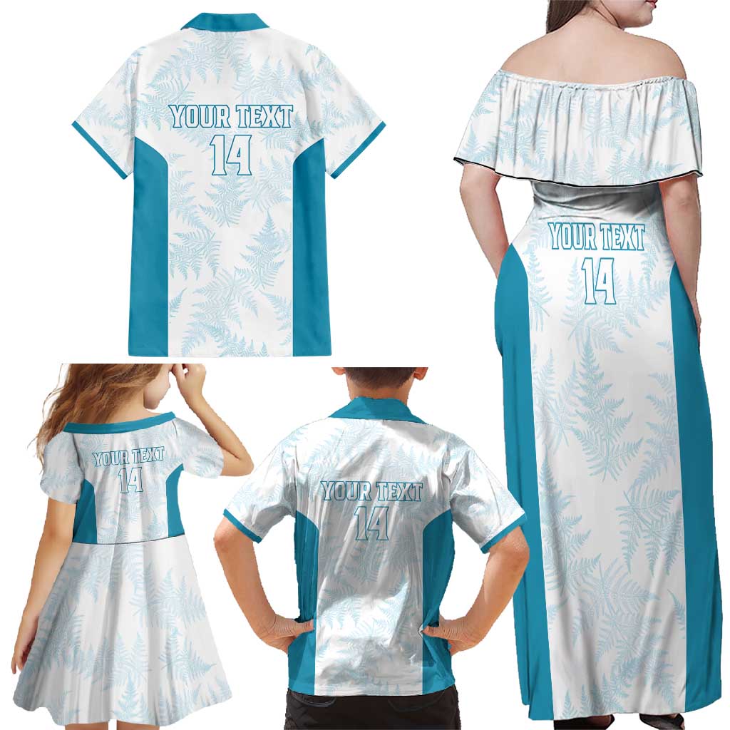 Custom New Zealand Silver Fern Football Family Matching Off Shoulder Maxi Dress and Hawaiian Shirt Come On All White LT14 - Polynesian Pride