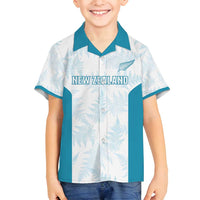 Custom New Zealand Silver Fern Football Family Matching Off Shoulder Maxi Dress and Hawaiian Shirt Come On All White LT14 Son's Shirt White - Polynesian Pride