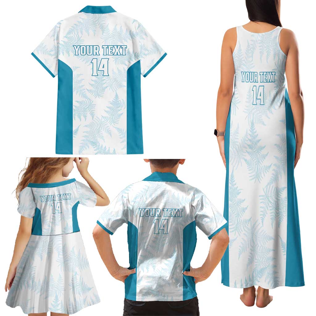 Custom New Zealand Silver Fern Football Family Matching Tank Maxi Dress and Hawaiian Shirt Come On All White