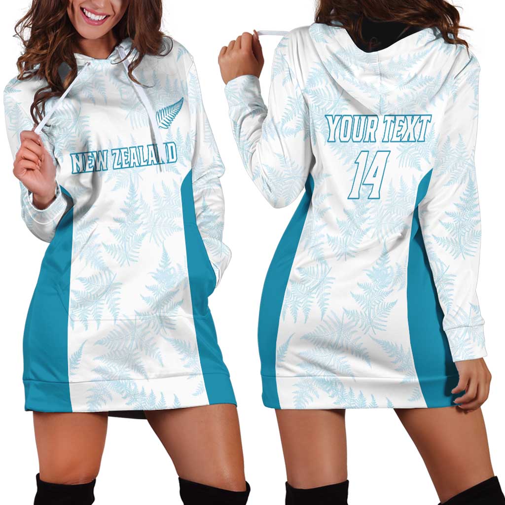 Custom New Zealand Silver Fern Football Hoodie Dress Come On All White