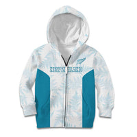Custom New Zealand Silver Fern Football Kid Hoodie Come On All White LT14 Zip Hoodie White - Polynesian Pride