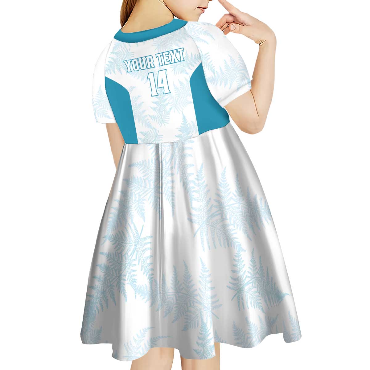 Custom New Zealand Silver Fern Football Kid Short Sleeve Dress Come On All White LT14 - Polynesian Pride