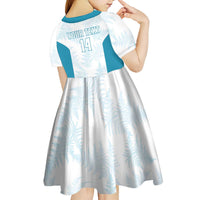 Custom New Zealand Silver Fern Football Kid Short Sleeve Dress Come On All White LT14 - Polynesian Pride